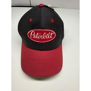 Peterbilt Motors Black Red Two Tone Twill Snapback Hat Cap New with Tags